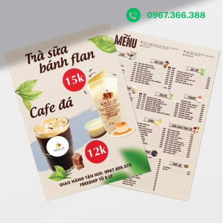 Menu trà sữa – đồ uống hiện đại