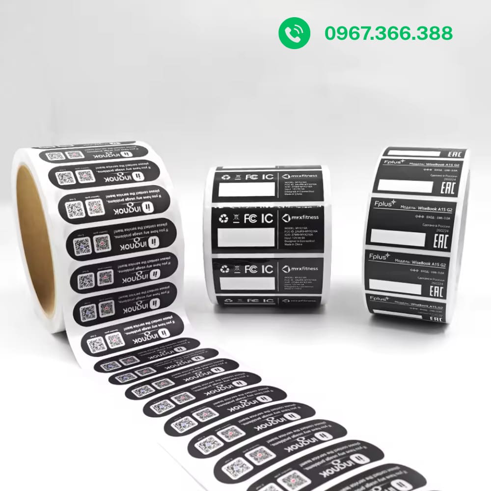C&aacute;c mẫu tem nh&atilde;n phụ in m&atilde; QR v&agrave; barcode dạng cuộn