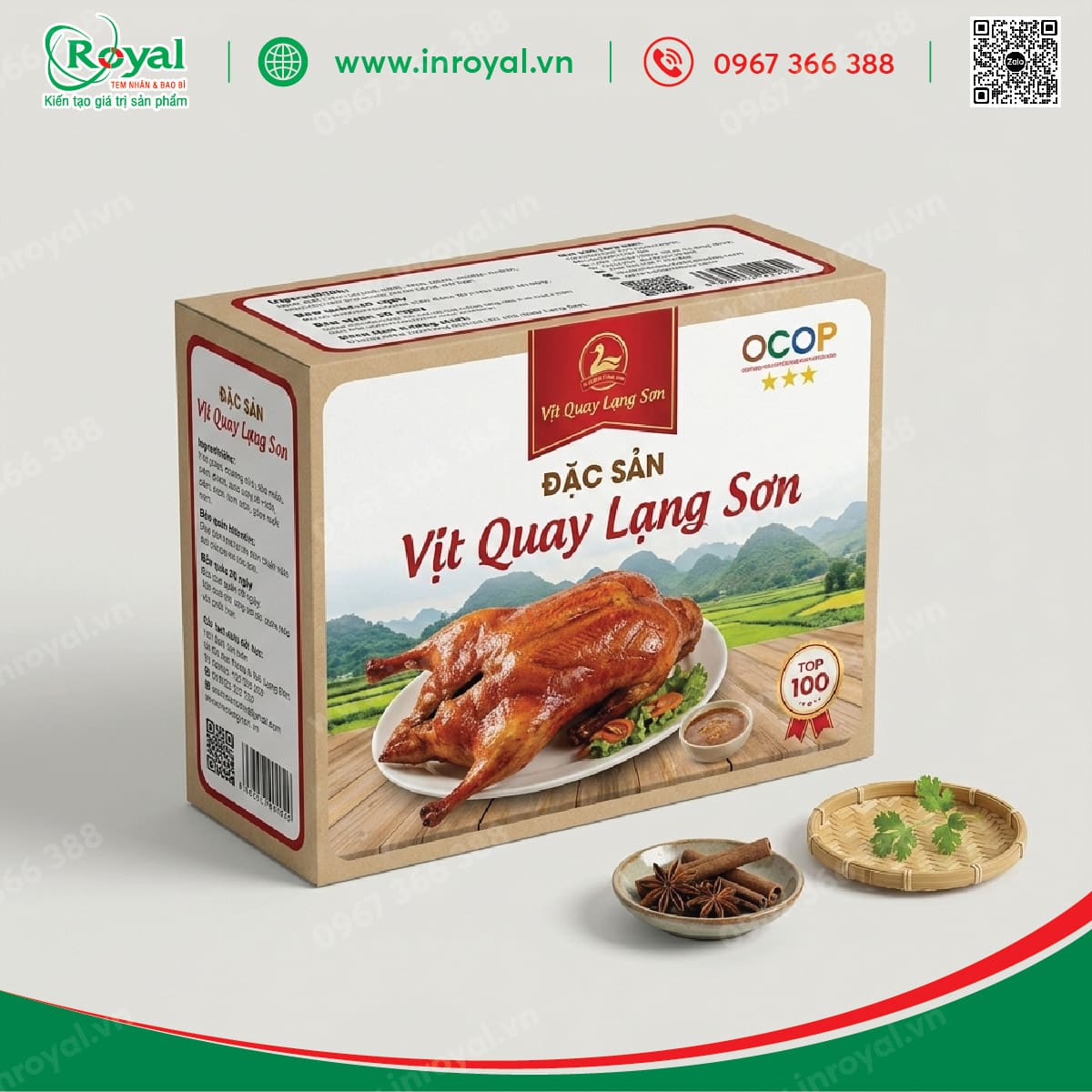 Mẫu in hộp giấy đựng thực phẩm vịt quay Lạng Sơn