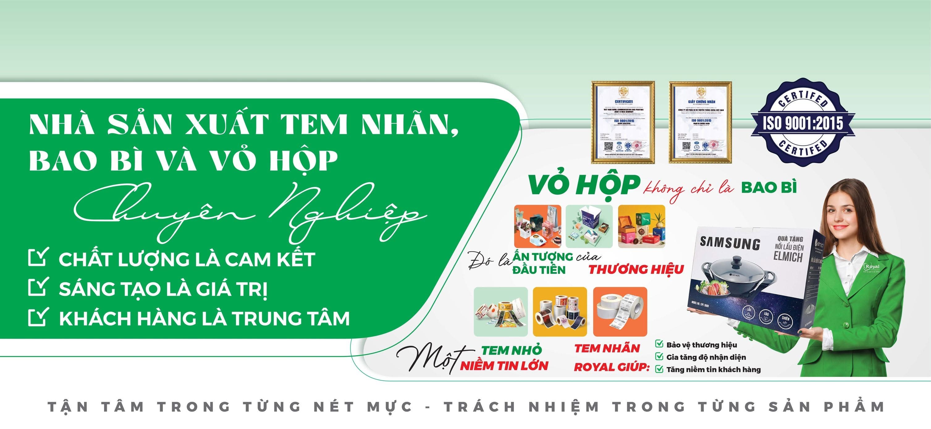 Nh&agrave; sản xuất tem nh&atilde;n cuộn bao b&igrave; vỏ hộp chuy&ecirc;n nghiệp In Royal