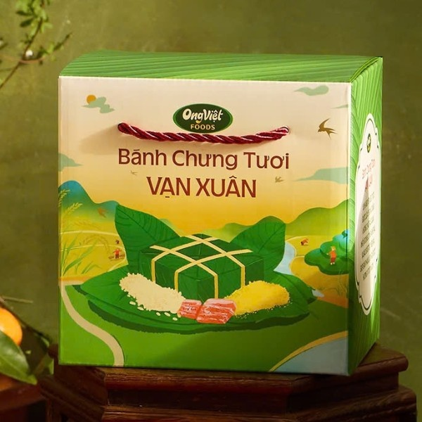 Mẫu in hộp giấy đựng bánh chưng Tết có quai xách tiện lợi