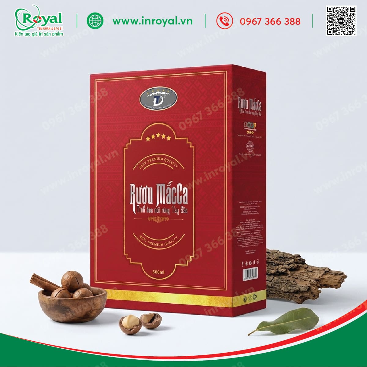 Hộp giấy đựng rượu Mắc Ca cao cấp