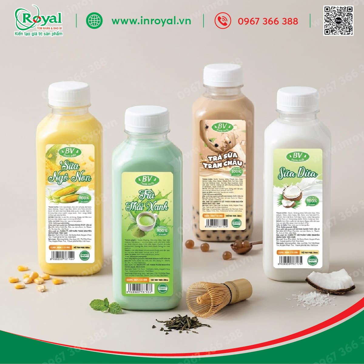 Tem decal d&aacute;n chai nhựa đựng tr&agrave; sữa