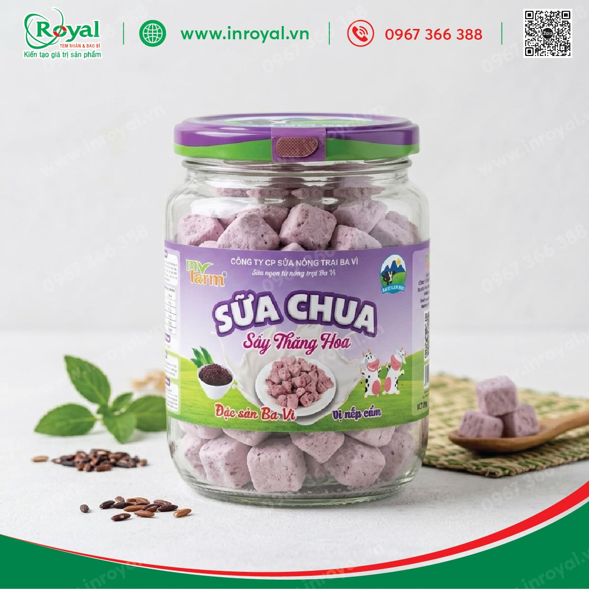 Tem nh&atilde;n d&aacute;n hũ thủy tinh tr&ograve;n đựng thực phẩm sấy