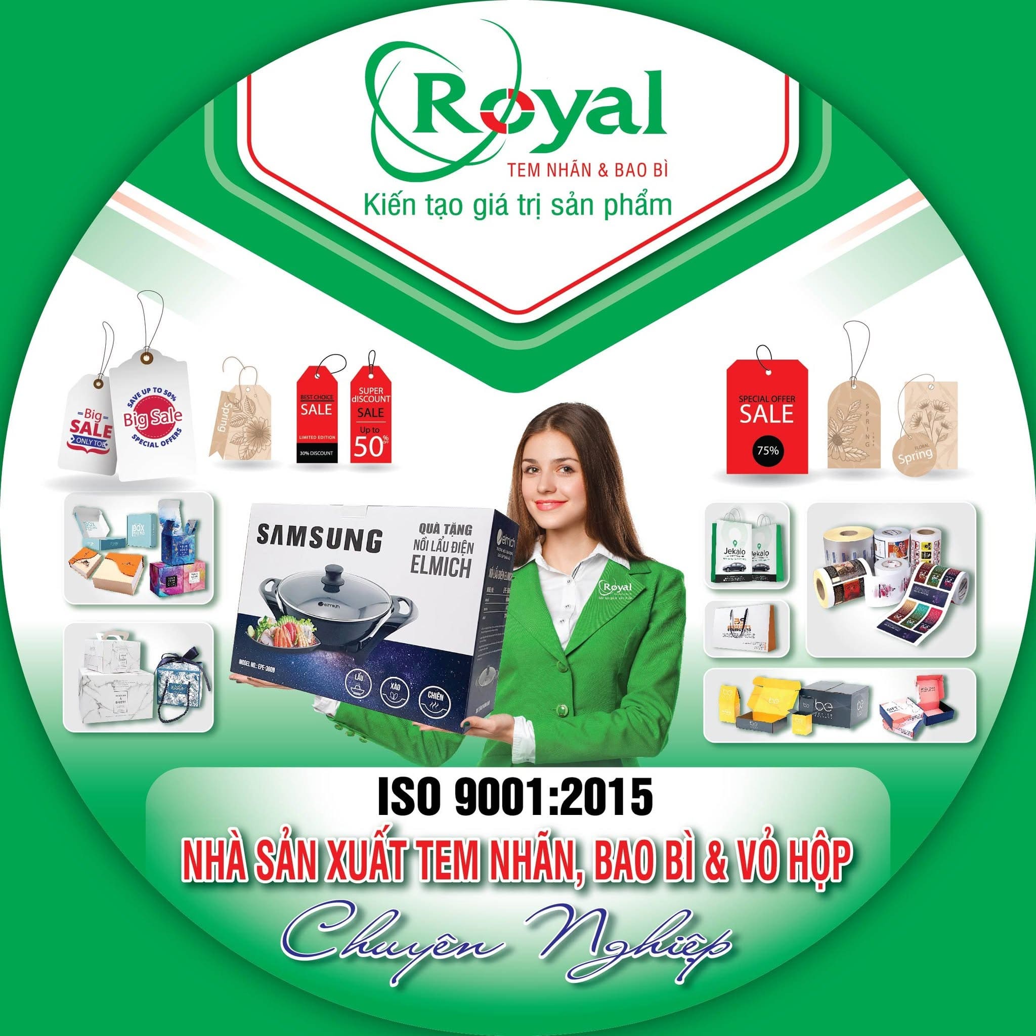 Nh&agrave; sản xuất tem nh&atilde;n bao b&igrave; chuy&ecirc;n nghiệp In Royal