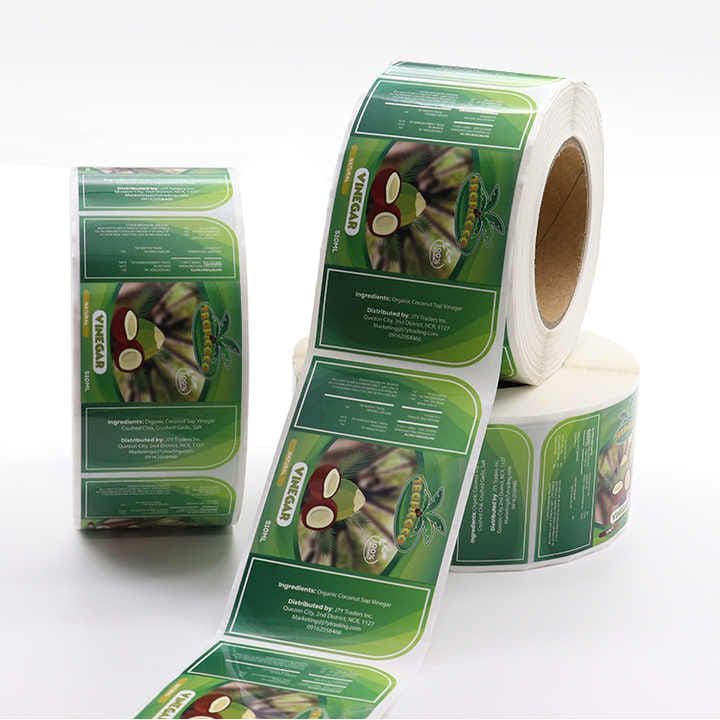 Cuộn tem decal d&aacute;n chai giấm dừa n&ocirc;ng sản OCOP