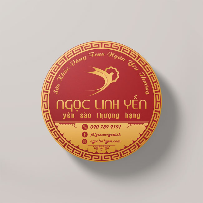 Tem tr&ograve;n d&aacute;n nắp hộp yến s&agrave;o thượng hạng Ngọc Linh Yến