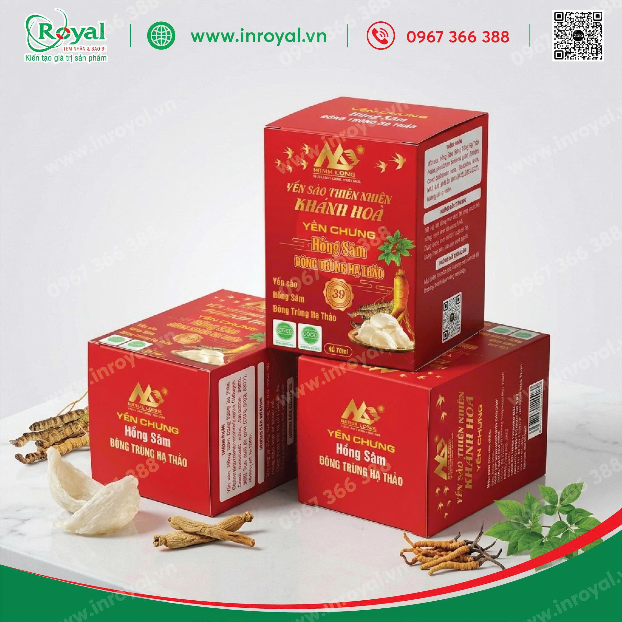 Hộp giấy nắp gài đựng yến chưng đông trùng hạ thảo