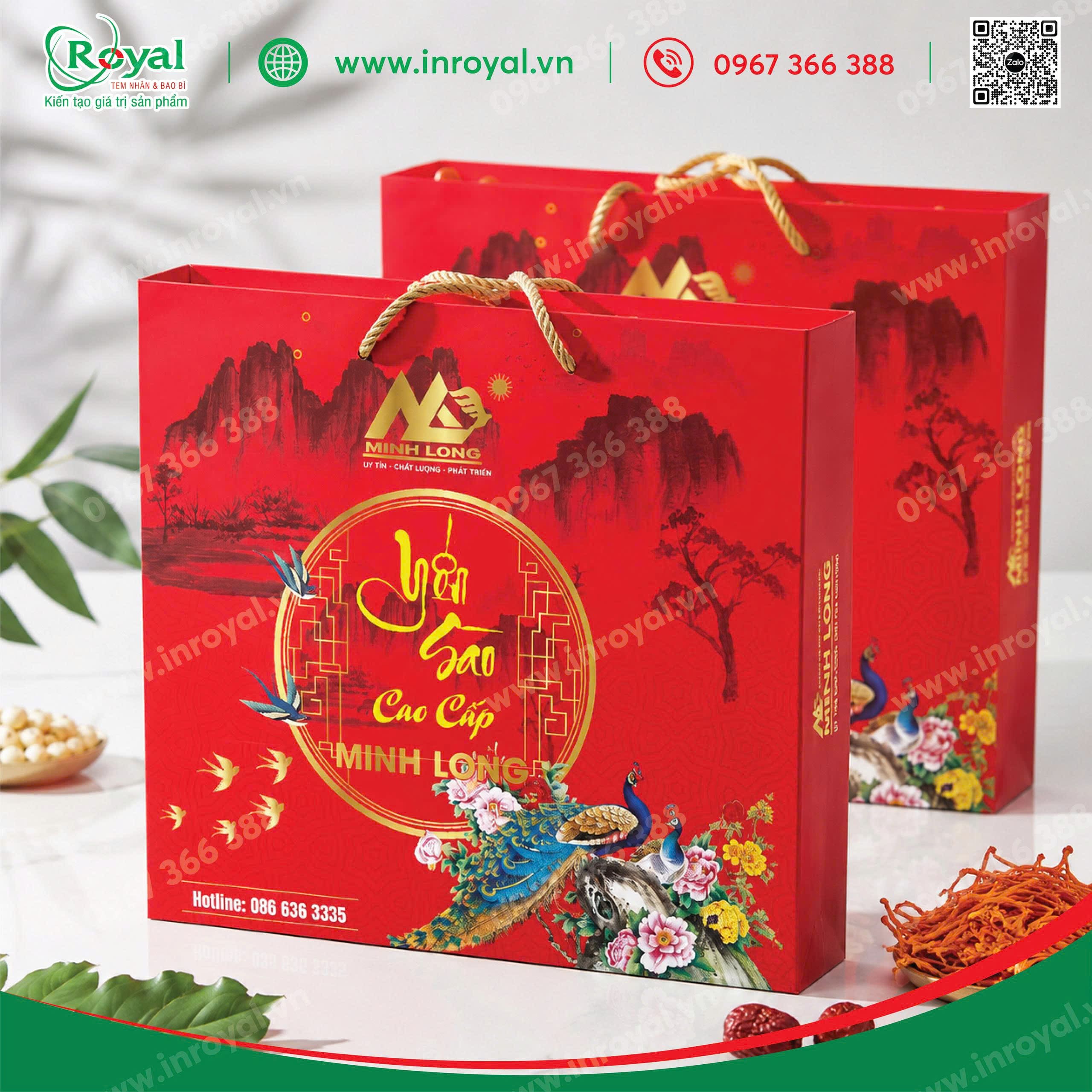 Hộp quà tặng yến sào Minh Long có quai xách