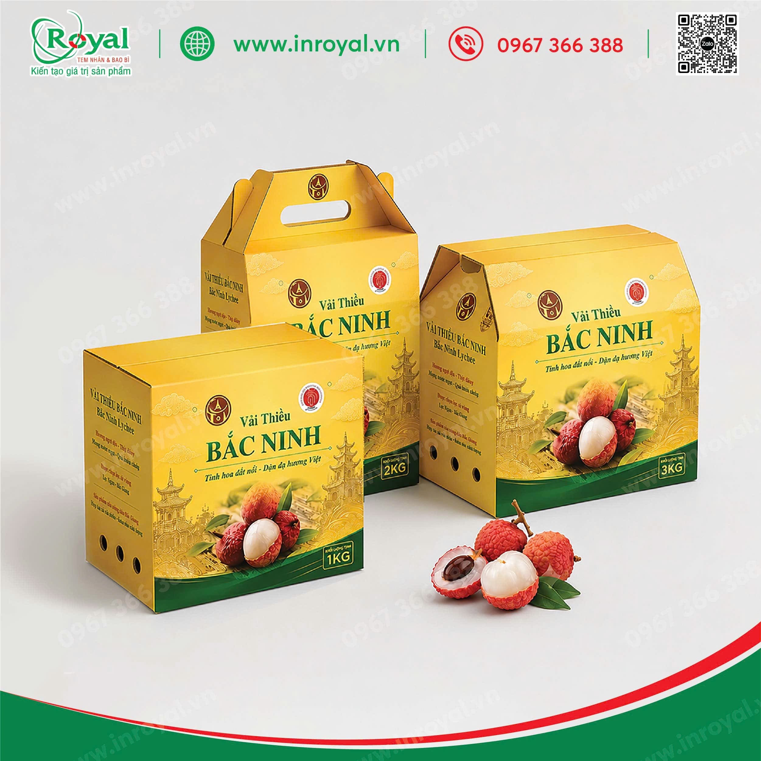 Hộp giấy đựng vải thiều Bắc Ninh